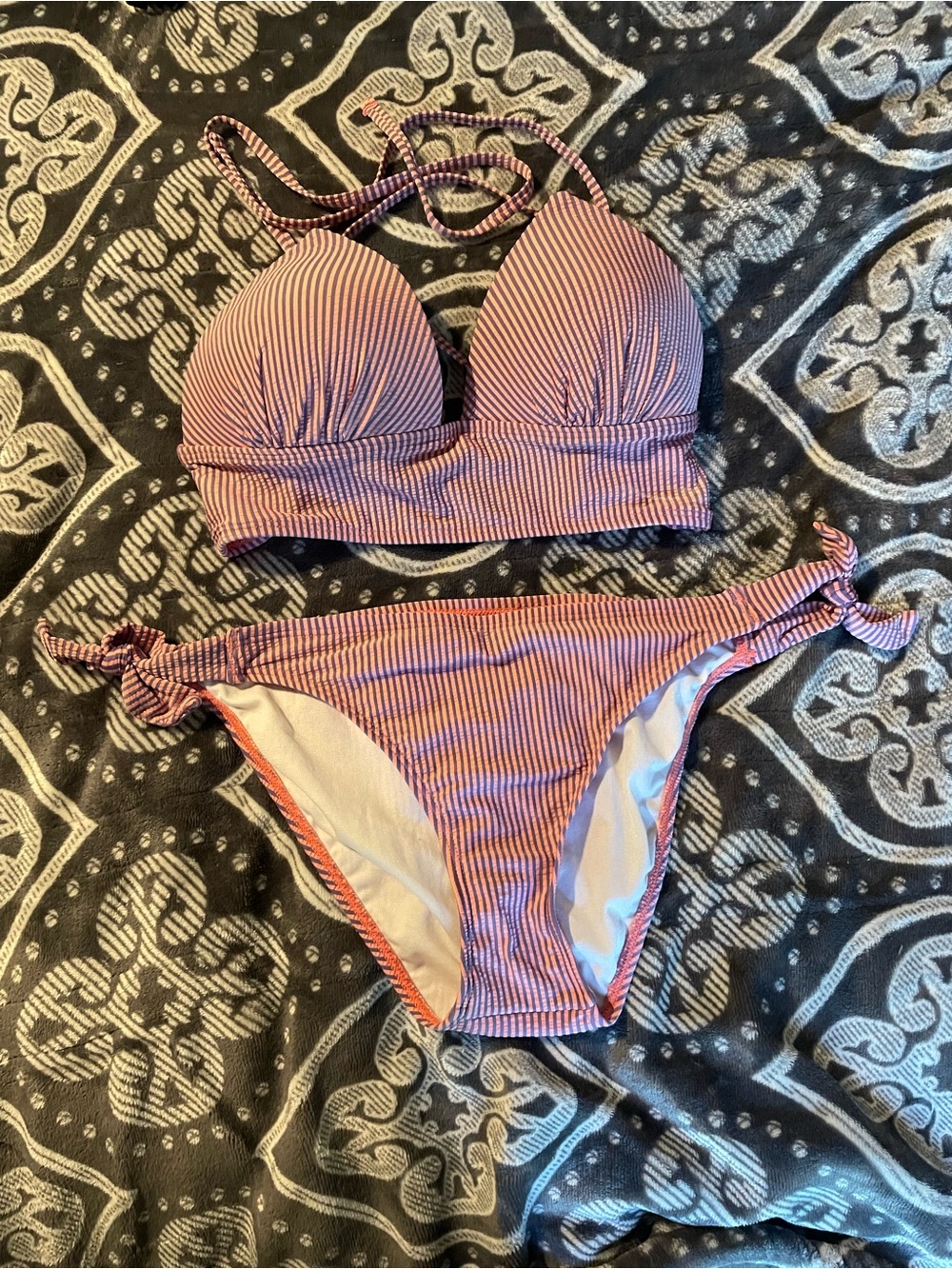 Salt Life Pink and White Striped Bikini Set